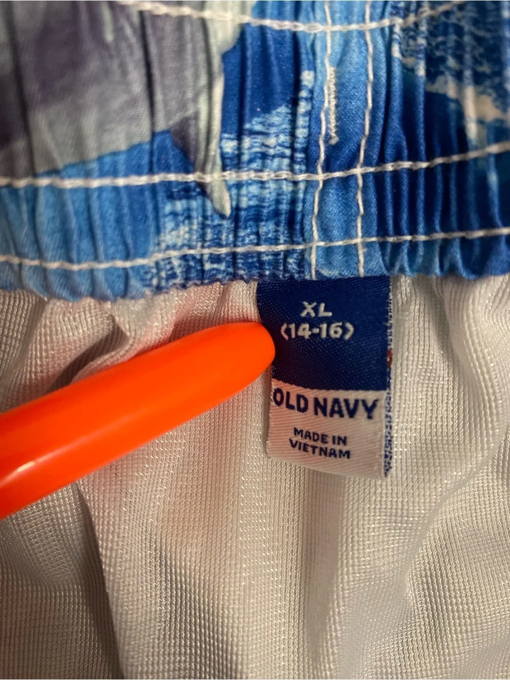 Old Navy Blue Shark-Pattern Swim Shorts